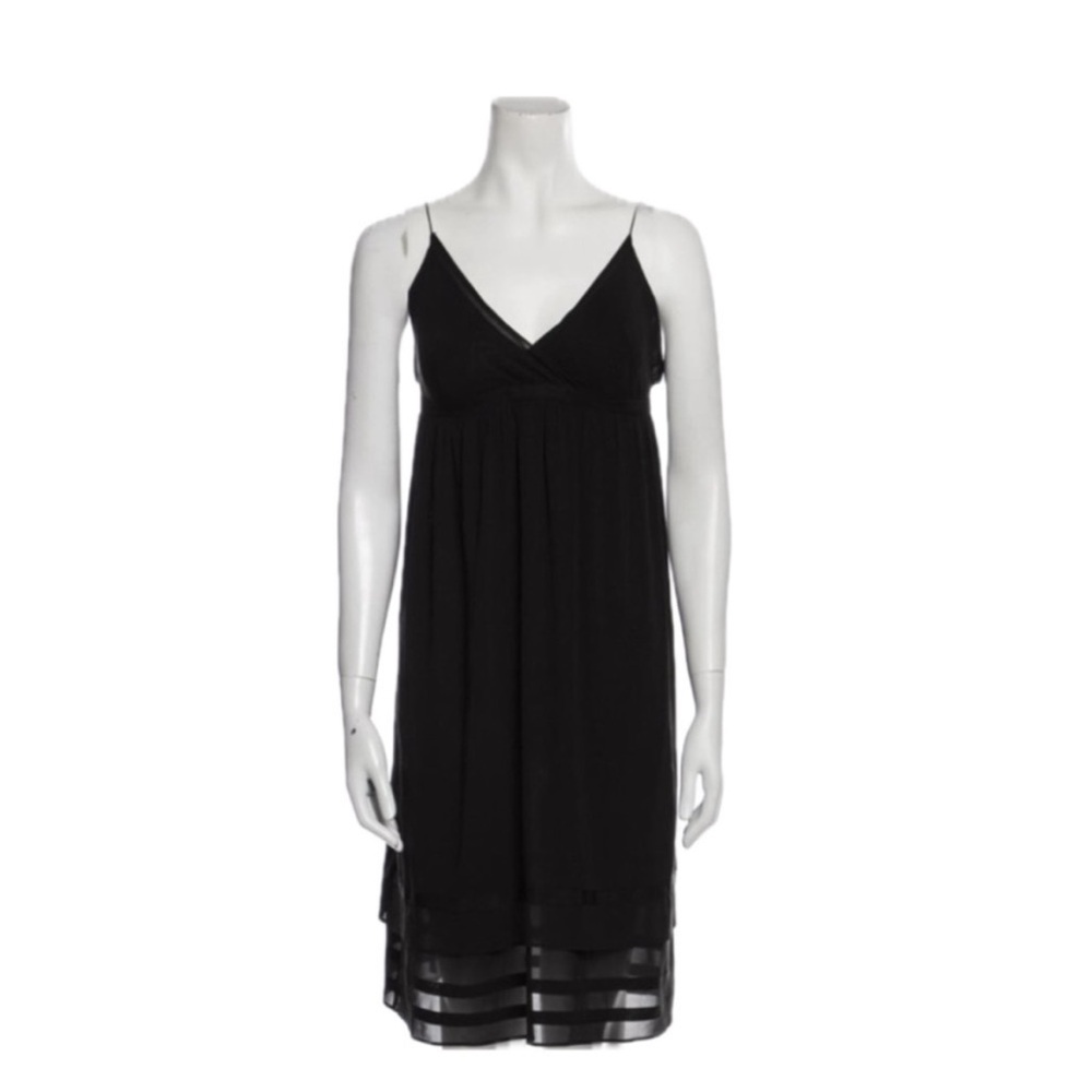 Theory Black Silk A-Line Midi Dress Sz4 Coquette Babydoll Y2K